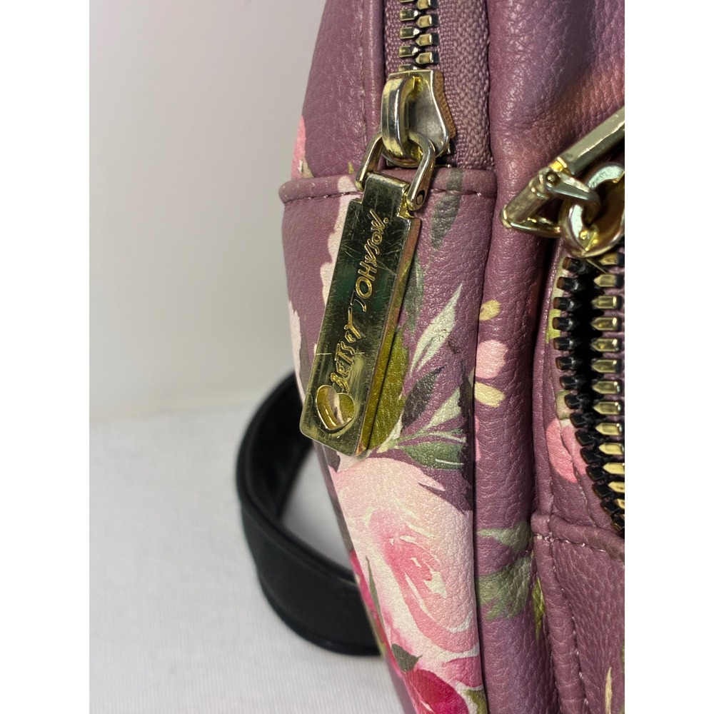 Betsey Johnson Mini Backpack Purple Floral Puppy Dog Bag Kitsch Kawaii Coquette - Picture 3 of 13